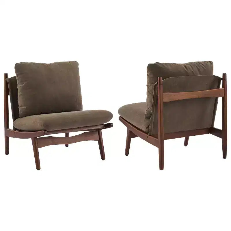 Christopher Knight Home Vista Accent Chair Mocha with Natural Wood Frame, Set of 2