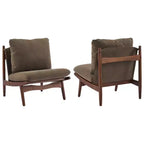 Christopher Knight Home Vista Accent Chair Mocha with Natural Wood Frame, Set of 2