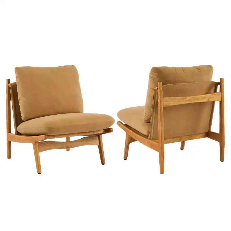 Christopher Knight Home Vista Accent Chair Mocha with Natural Wood Frame, Set of 2