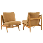 Christopher Knight Home Vista Accent Chair Mocha with Natural Wood Frame, Set of 2