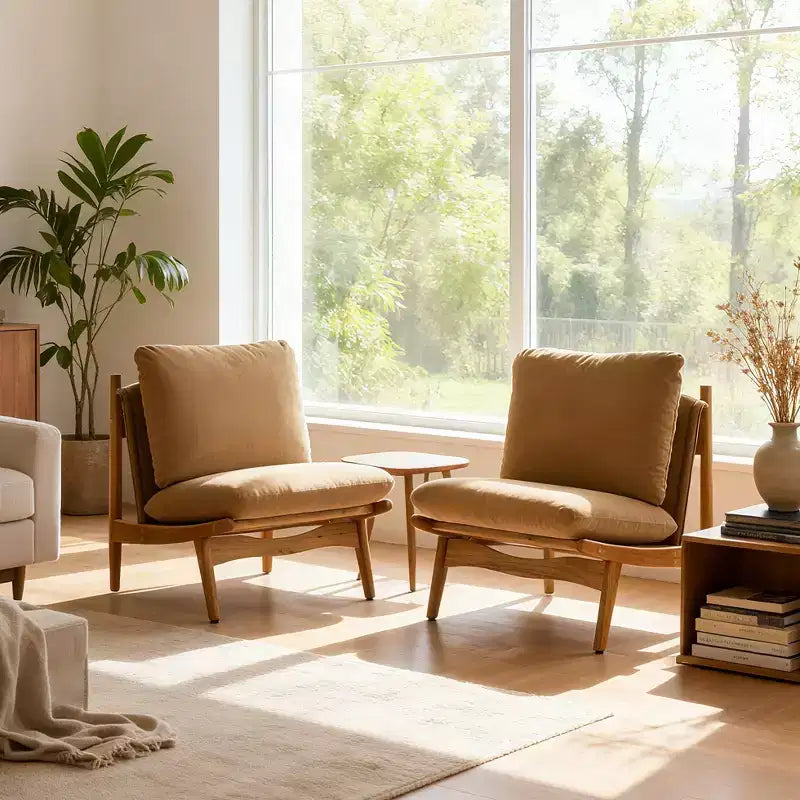 Christopher Knight Home Vista Accent Chair Mocha with Natural Wood Frame, Set of 2