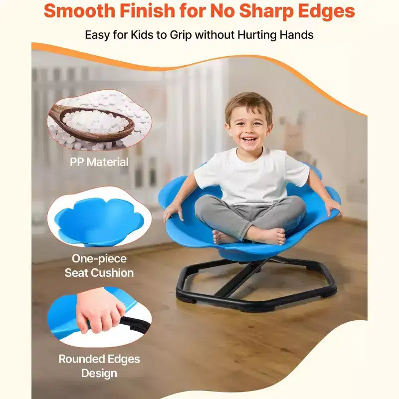 Kids Sensory Spinning Swivel Chair Cylinder Sit and Spin Seat with Metal Base 220 lbs Blue