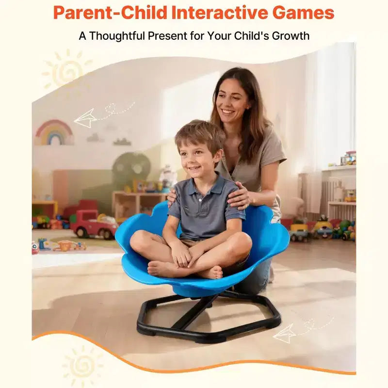 Kids Sensory Spinning Swivel Chair Cylinder Sit and Spin Seat with Metal Base 220 lbs Blue