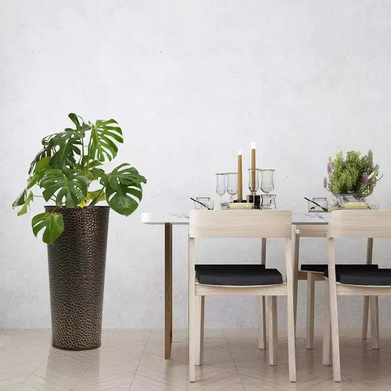 Worth 2 Pack 25 Metal Planter with Inside Pot for Indoors or Outdoors, Bronze