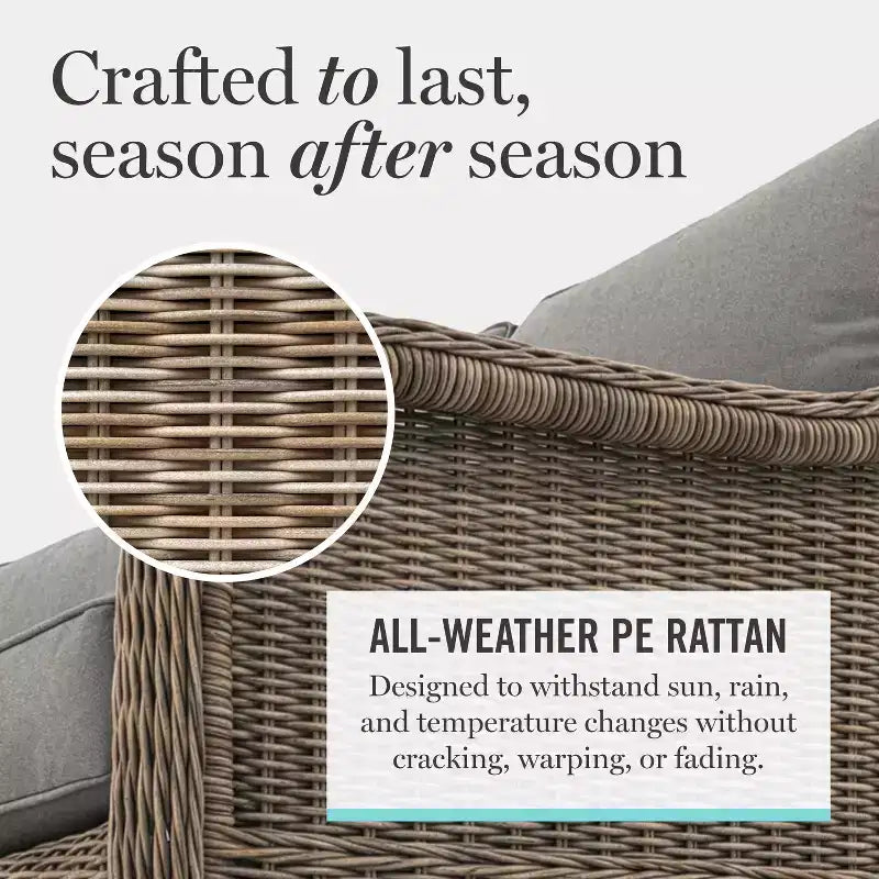 Martha Stewart Lily Pond Indoor-Outdoor Patio Coffee Table with Lower Storage Shelf in Weathered Gray Rattan Wicker