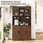 Pantry Cabinet, Tall Kitchen Pantry Storage Cabinet with Hutch, for Dining Room