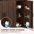 Pantry Cabinet, Tall Kitchen Pantry Storage Cabinet with Hutch, for Dining Room
