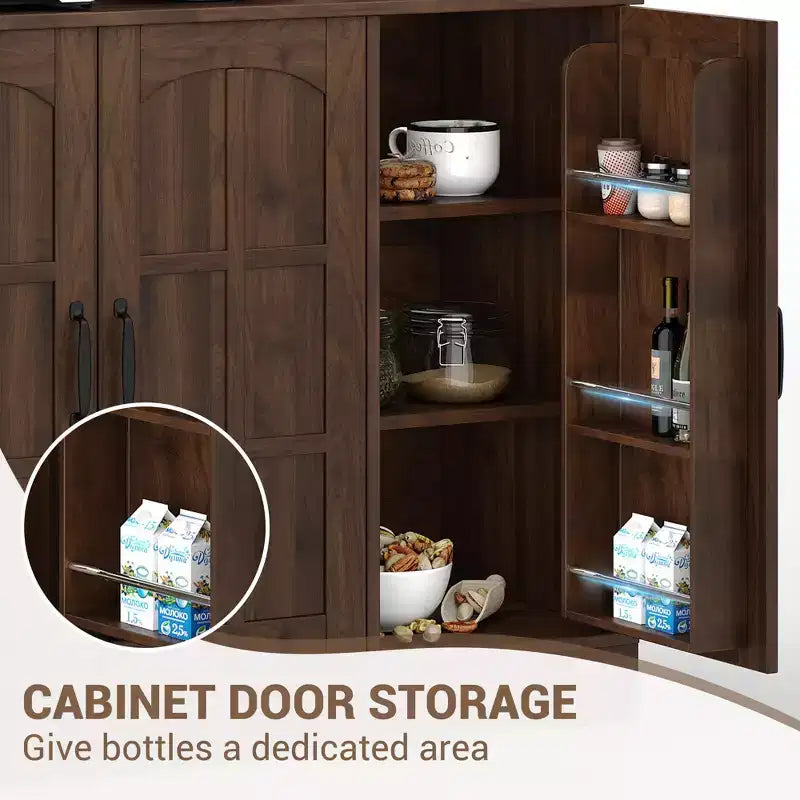Pantry Cabinet, Tall Kitchen Pantry Storage Cabinet with Hutch, for Dining Room