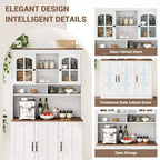 Pantry Cabinet, Tall Kitchen Pantry Storage Cabinet with Hutch, for Dining Room