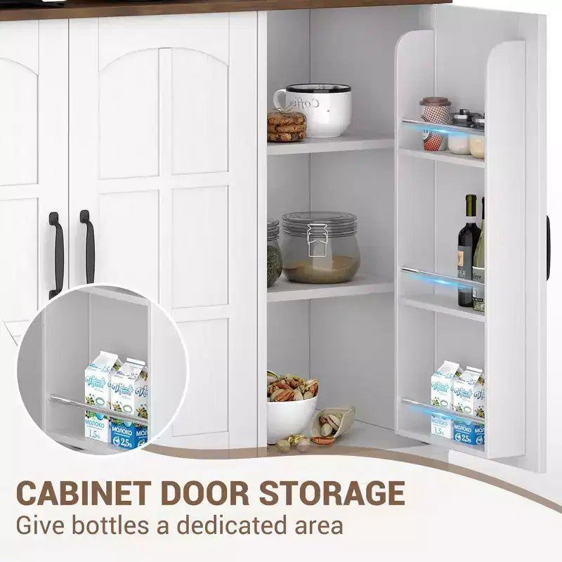 Pantry Cabinet, Tall Kitchen Pantry Storage Cabinet with Hutch, for Dining Room