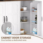 Pantry Cabinet, Tall Kitchen Pantry Storage Cabinet with Hutch, for Dining Room