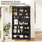 Pantry Cabinet, Tall Kitchen Pantry Storage Cabinet with Hutch, for Dining Room