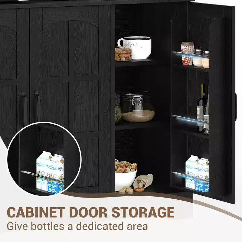 Pantry Cabinet, Tall Kitchen Pantry Storage Cabinet with Hutch, for Dining Room