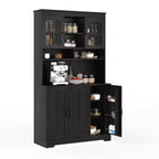 Pantry Cabinet, Tall Kitchen Pantry Storage Cabinet with Hutch, for Dining Room