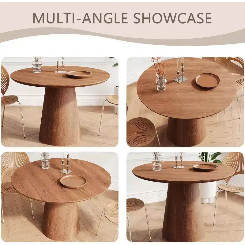 43 Round Dining Table, Modern Wood Kitchen Table, Space-Saving Design, Easy Assembly, for Small Spaces, Apartments