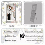 Adjustable Welcome Sign Stand - Sturdy Metal Sign Holder for Wedding, Birthday, Party, Guest Book, Includes 2 Pairs Leather Straps