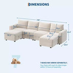 108-163 Modular L/U Sectional, 4-9 Seater Cloud Couch w/ Hidden Storage Under All Seats, Reversible Chaise Chenille Sleeper Sofa