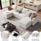 108-163 Modular L/U Sectional, 4-9 Seater Cloud Couch w/ Hidden Storage Under All Seats, Reversible Chaise Chenille Sleeper Sofa