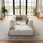 108-163 Modular L/U Sectional, 4-9 Seater Cloud Couch w/ Hidden Storage Under All Seats, Reversible Chaise Chenille Sleeper Sofa