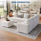 108-163 Modular L/U Sectional, 4-9 Seater Cloud Couch w/ Hidden Storage Under All Seats, Reversible Chaise Chenille Sleeper Sofa