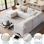 108-163 Modular L/U Sectional, 4-9 Seater Cloud Couch w/ Hidden Storage Under All Seats, Reversible Chaise Chenille Sleeper Sofa