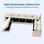 108-163 Modular L/U Sectional, 4-9 Seater Cloud Couch w/ Hidden Storage Under All Seats, Reversible Chaise Chenille Sleeper Sofa