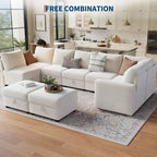 108-163 Modular L/U Sectional, 4-9 Seater Cloud Couch w/ Hidden Storage Under All Seats, Reversible Chaise Chenille Sleeper Sofa