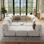 108-163 Modular L/U Sectional, 4-9 Seater Cloud Couch w/ Hidden Storage Under All Seats, Reversible Chaise Chenille Sleeper Sofa