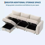 108-163 Modular L/U Sectional, 4-9 Seater Cloud Couch w/ Hidden Storage Under All Seats, Reversible Chaise Chenille Sleeper Sofa