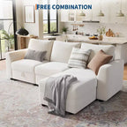 108-163 Modular L/U Sectional, 4-9 Seater Cloud Couch w/ Hidden Storage Under All Seats, Reversible Chaise Chenille Sleeper Sofa