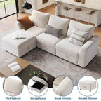 108-163 Modular L/U Sectional, 4-9 Seater Cloud Couch w/ Hidden Storage Under All Seats, Reversible Chaise Chenille Sleeper Sofa