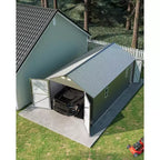 12x20 ft Enclosed Metal Car Port, Vertical Steel Roof, All-Weather Use, Metal Garage Shed
