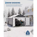 12x20 ft Enclosed Metal Car Port, Vertical Steel Roof, All-Weather Use, Metal Garage Shed
