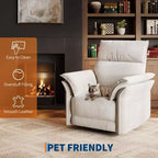 Acekool Swivel Rocker Recliner Chair, PU Leather Glider Reclining Sofa Chair with Deep Seat for Living Room Bedroom Nursery, White