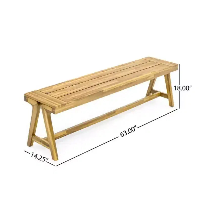 Set of 2 Outdoor Dining Benches, Acacia Wood Patio Bench Seating, All-Weather Garden Bench for Poolside & Outdoor Dining-Panipeachy