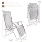 Costway 2PC Zero Gravity Chair Adjustable Recliners Textiliene