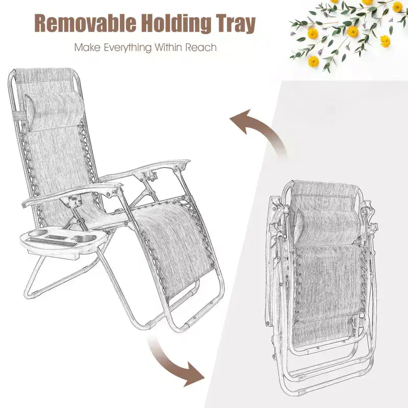 Costway 2PC Zero Gravity Chair Adjustable Recliners Textiliene