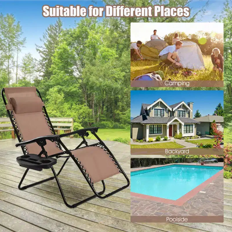 Costway 2PC Zero Gravity Chair Adjustable Recliners Textiliene
