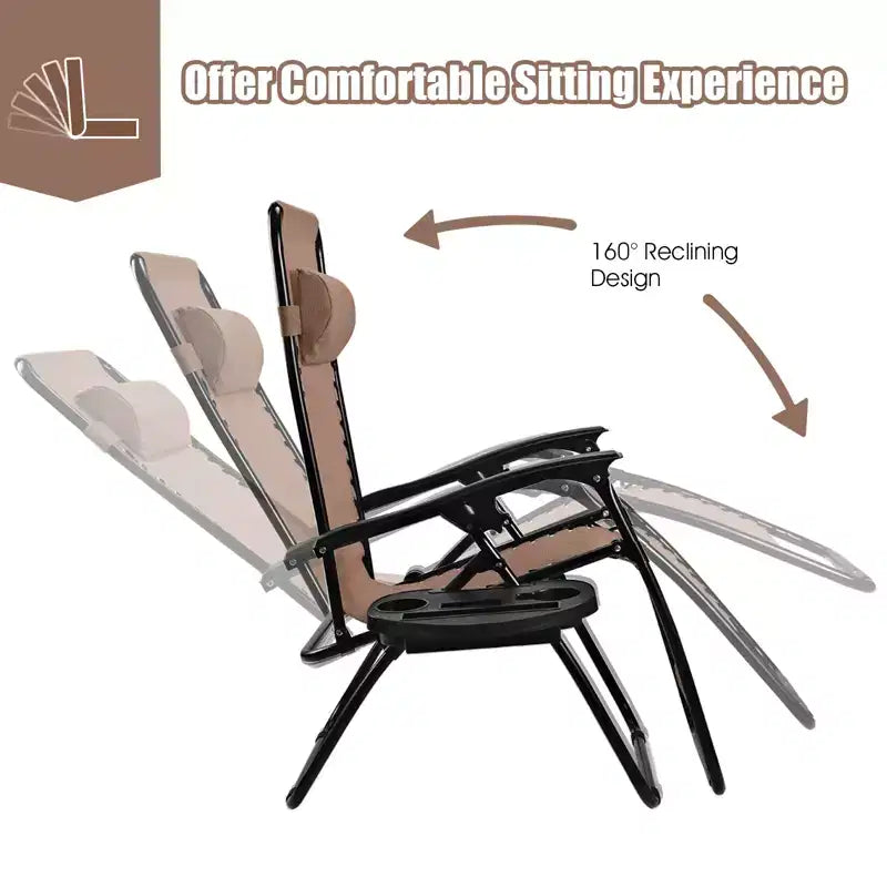Costway 2PC Zero Gravity Chair Adjustable Recliners Textiliene