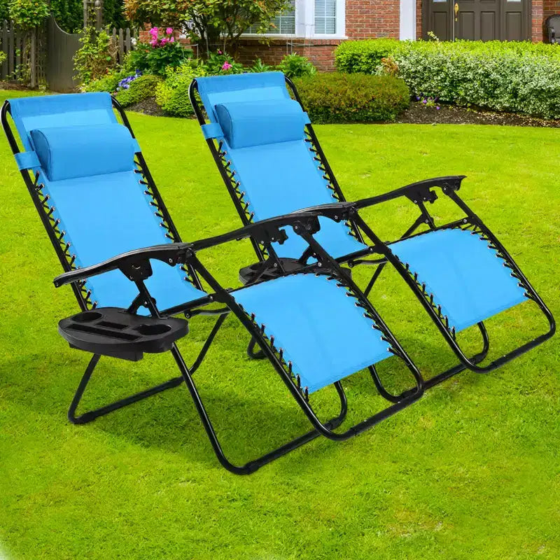 Costway 2PC Zero Gravity Chair Adjustable Recliners Textiliene
