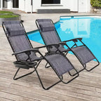 Costway 2PC Zero Gravity Chair Adjustable Recliners Textiliene