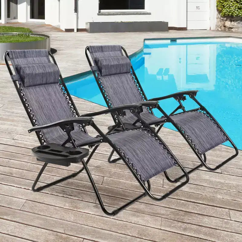 Costway 2PC Zero Gravity Chair Adjustable Recliners Textiliene