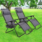 Costway 2PC Zero Gravity Chair Adjustable Recliners Textiliene