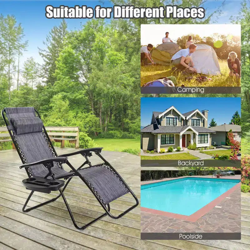 Costway 2PC Zero Gravity Chair Adjustable Recliners Textiliene
