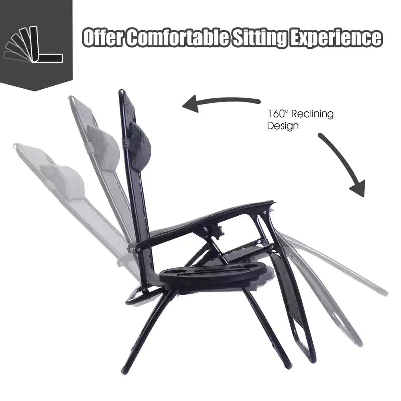 Costway 2PC Zero Gravity Chair Adjustable Recliners Textiliene