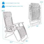 Costway 2PC Zero Gravity Chair Adjustable Recliners Textiliene
