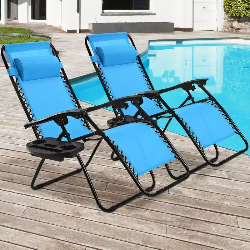 Costway 2PC Zero Gravity Chair Adjustable Recliners Textiliene
