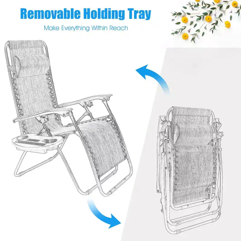 Costway 2PC Zero Gravity Chair Adjustable Recliners Textiliene