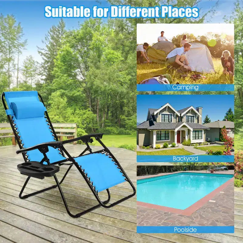 Costway 2PC Zero Gravity Chair Adjustable Recliners Textiliene
