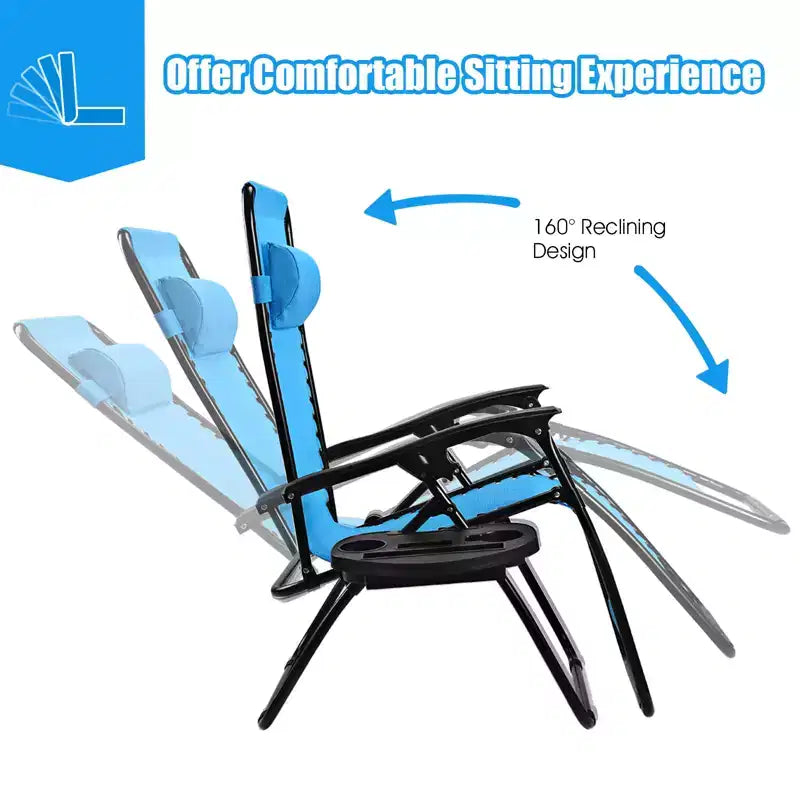 Costway 2PC Zero Gravity Chair Adjustable Recliners Textiliene